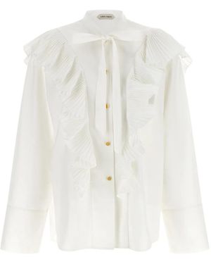 Alberta Ferretti Pleated Ruffle Shirt - White