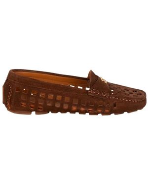 Casadei Perforated Leather Loafers - Brown