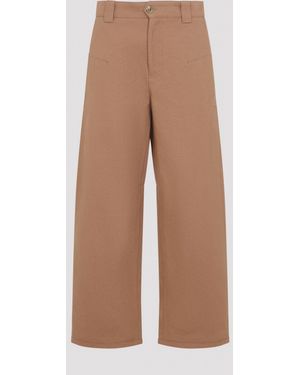 Chloé Cotton Canvas Barrel-Leg Trousers - Brown