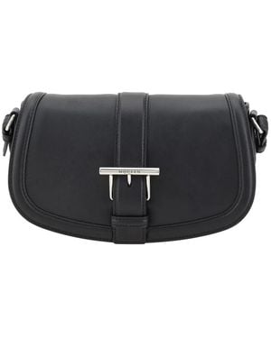 McQueen Leather Satchel Crossbody Bag - Black