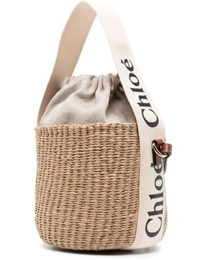 Chloé Woody Small Straw Bucket Bag - Natural