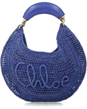 Chloé Summer Banana Raffia Hobo Bag - Blue