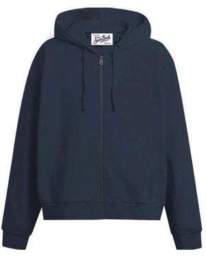 MC2 Saint Barth Drawstring Hood Zip Sweater - Blue
