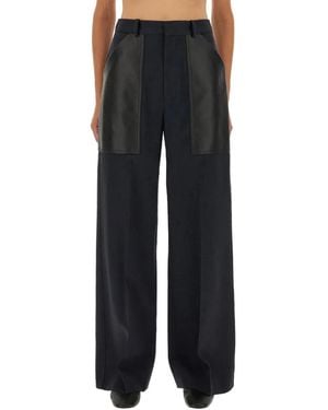 Bottega Veneta Wool And Cotton Trousers - Black