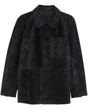 Yves Salomon Button-Fastening Suede Jacket - Black