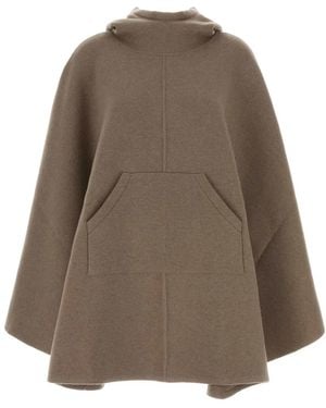 Bottega Veneta Cape-Style Hooded Wool Jacket - Natural