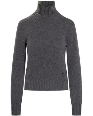 Ami Paris Turtleneck Sweater - Gray