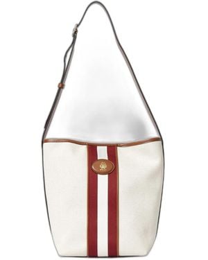 Bally Cotton Flax Linen Shoulder Bag - White