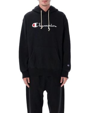 Champion Champion Relaxed-Fit Hoodie With Logo - Black