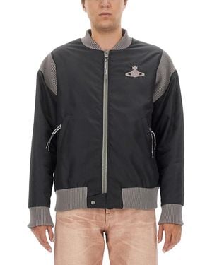 Vivienne Westwood Bomber Jacket With Logo - Black