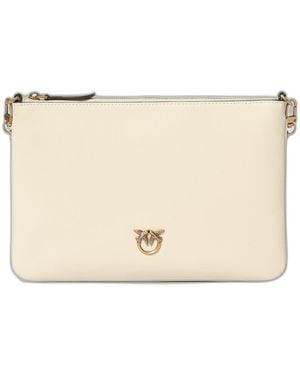 Pinko Flat Classic Leather Pouch - Natural