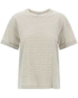 Peserico Lamé Stripes T-Shirt - White