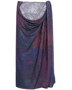 Maison Margiela Burgundy Sequins Draped Maxi Skirt - Blue