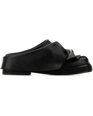 The Attico Leather Mini Robin Slippers - Black