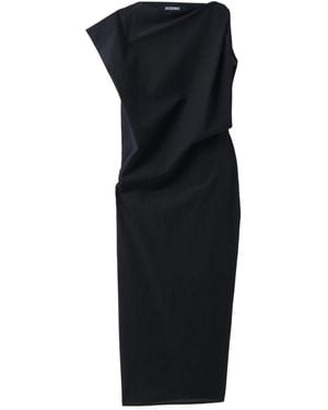 Jacquemus The Drap Cotton Midi Dress - Black