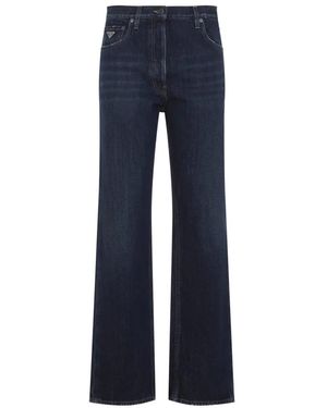 Prada Washed Denim Wide-Leg Jeans - Blue