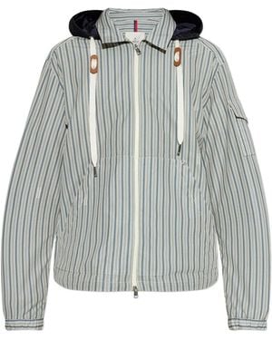 Moncler Havas Striped Poplin Shirt Jacket - Grey