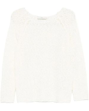 DUNST Crochet Crewneck Sweater - White