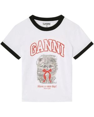 Ganni Margot Kitty Print T - Pink
