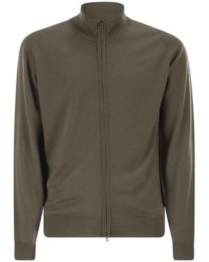 John Smedley Extra Fine Merino Wool Cardigan - Green