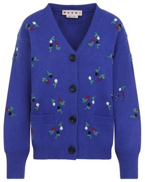 Marni Bluette Embroidered Floral Cardigan