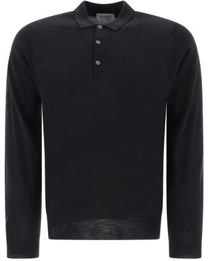 John Smedley "Belper" Merino Wool Polo Shirt - Black