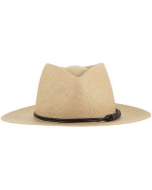 Brunello Cucinelli Straw Fedora With Precious Leather Band - Natural