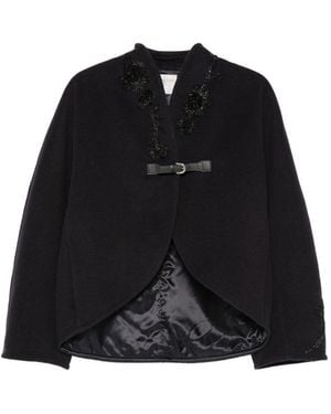 forte_forte Wool Blend Cropped Coat - Black