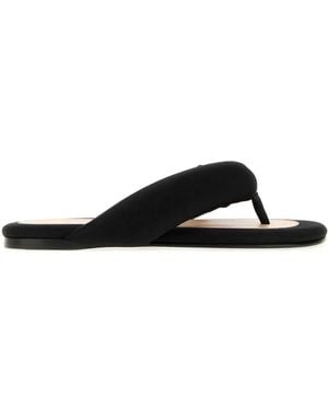 Carven Se401-Satin Flip Flop - Black