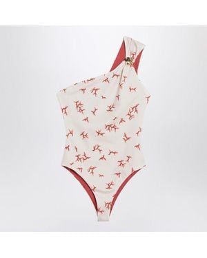Fendi One-Shoulder Swimming Costume With Coral - Pink