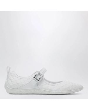 Roger Vivier Viv Low Ballerina Flats With Fabric Strap - White
