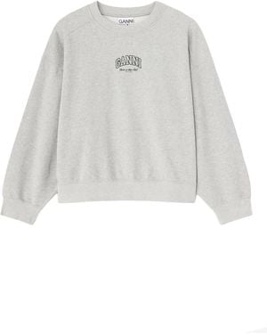 Ganni Felpa Con Logo - White