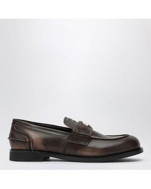 Miu Miu Logo-Embossed Penny Loafers - Black