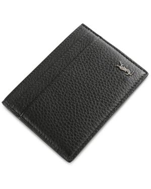 Saint Laurent Tiny Cassandre Grained Leather Cardholder - Black