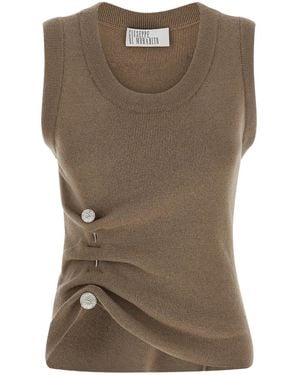 GIUSEPPE DI MORABITO Jewel Brooch Top - Brown