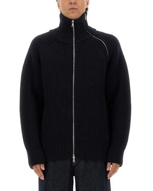 Dries Van Noten Zippered Wool Sweater - Blue