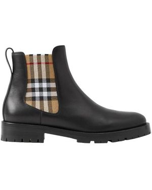 ショートブーツ・ブーティ Burberry FW25 Black leather ankle boots (8042363 A1189) Women's Designer Boots | Burberry®️ Official