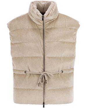 Peserico Down And Viscose Velvet Waistcoat - Natural