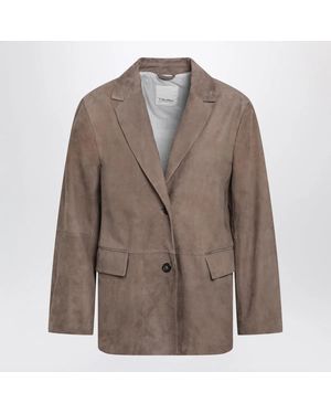 Max Mara Max Mara S Singlebreasted Hazelnut Suede Jacket - Brown
