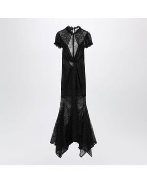 The Attico Semisheer Lace Midi Dress - Black