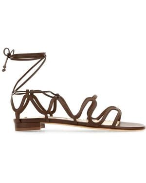 Manolo Blahnik Leather Fawda Sandals - White