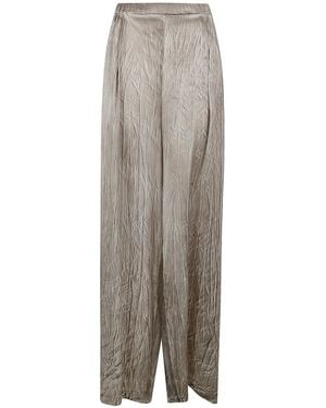 Avant Toi Crumpled Effect Silk Palazzo Trousers - Grey