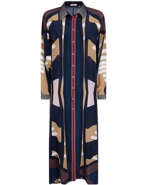 VOLANTIS "Riad" Shirt Neck Dress - Blue