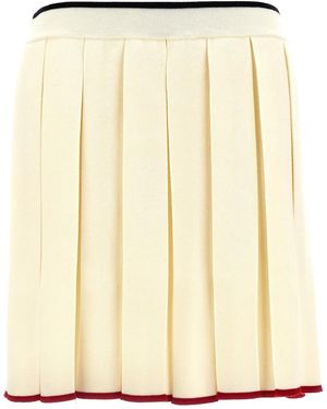 Thom Browne Knitted Pleated Skirt - Natural