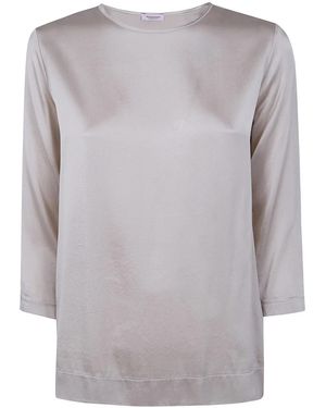 Rossopuro 3/4 Sleeve Silk Blouse - Gray