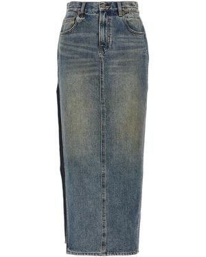 R13 'Devon Side Slit' Skirt - Blue