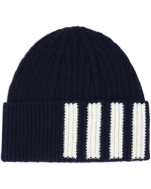 Thom Browne Four-Striped Knitted Bennie - Blue