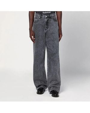 Basketcase Gallery Wide-Leg Washed Jeans - Gray