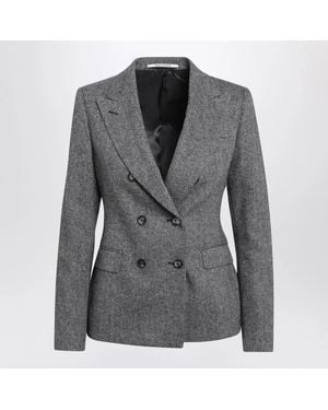 Tagliatore Double-Breasted Herringbone Wool And Cashmere Jacket - Grey