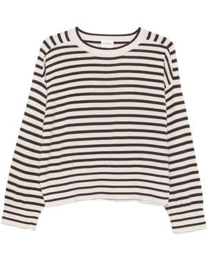 Closed Striped Cashmere Jumper - White